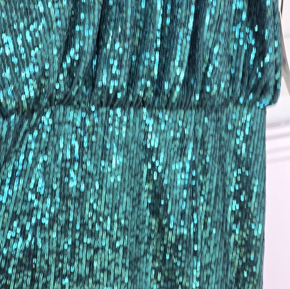 $168 Eliza J Women Sequinned Blouson Shift Dress Sz 8 Green Cocktail Party NWT - Picture 9 of 15